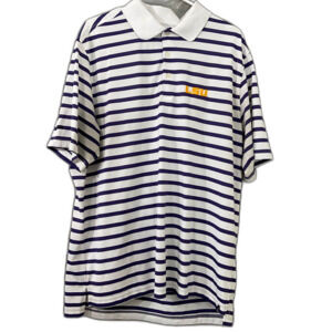 Ping LSU Performance Golf Polo shirt men’s XL  White Purple Gold Logo EUC